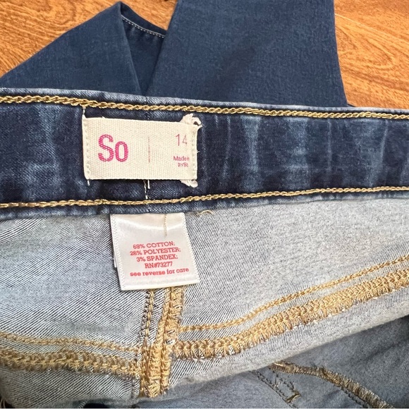 SO Medium Wash Pull On Jegging Denim Jeans kids size 14 - Picture 3 of 6